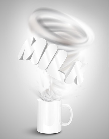 Milk shake with mug and text, vectorのイラスト素材