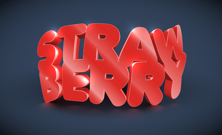 Strawberry typograpy 3D, vector