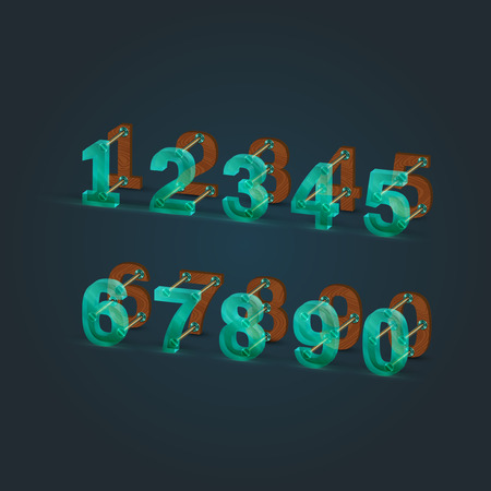 Glass and wood typefaces, vector illustrationのイラスト素材