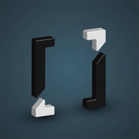 3D black and white charaters from the typeset, vectorのイラスト素材