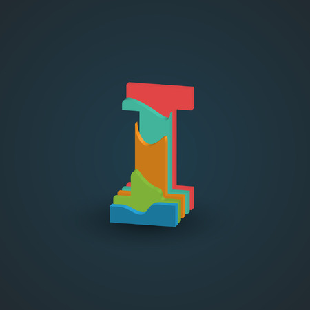 Colorful 3D layered character from the typeset, vectorのイラスト素材