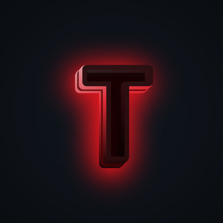 Realistic character from the neon typeset, vectorのイラスト素材