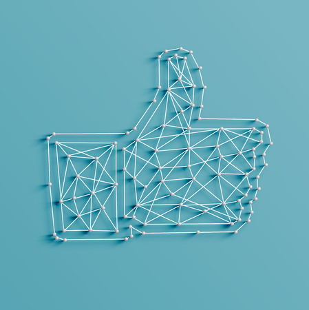 Realistic illustration of a 'like' made by pins and strings, vectorのイラスト素材