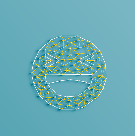 Social smiley made by strings and pins, vectorのイラスト素材