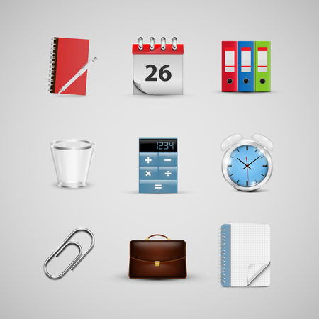 Realistic icons office, for web, vectorのイラスト素材