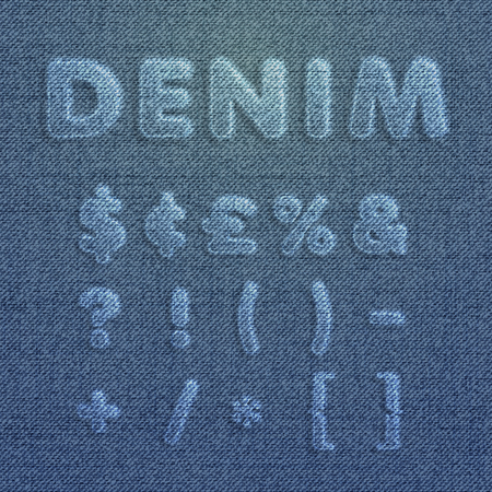Character set made by denim, from the typeset, vectorのイラスト素材