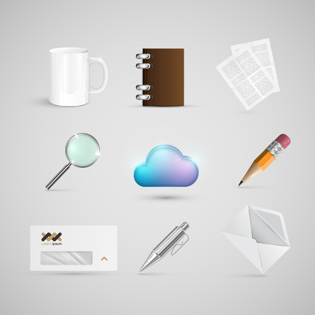 Office realistic icon set, vectorのイラスト素材