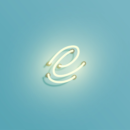 Neon glowing font, vector illustration on blue background.のイラスト素材