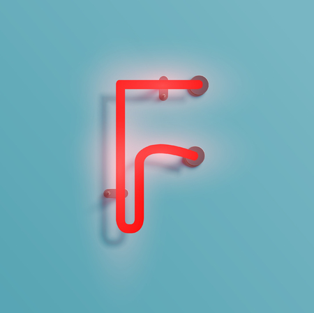 Neon font F, vector illustration design for decorationのイラスト素材