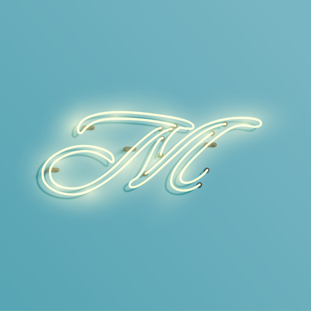 Neon font M, vector illustration design for decorationのイラスト素材