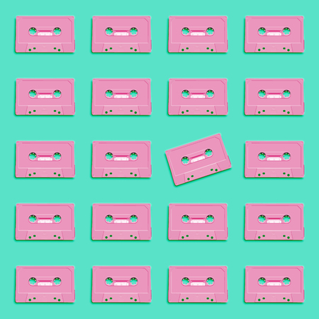 Pastel colored retro cassette pattern design