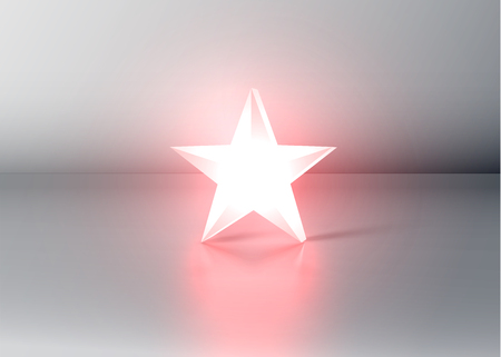 Glowing red 3D star rating, vector illustartionのイラスト素材
