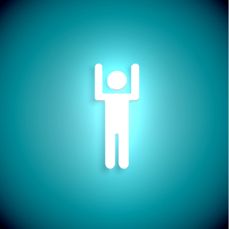 Stand out from the crowd glowing man with raised hand, vector illustrationのイラスト素材