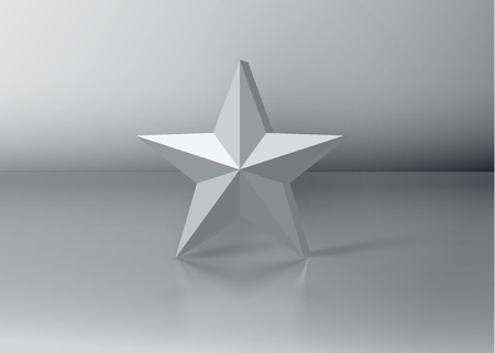 Grey 3D star on grey background, vector illustrationのイラスト素材