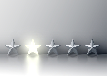 Stand out from the crowd glowing star among grey ones, vector illustrationのイラスト素材