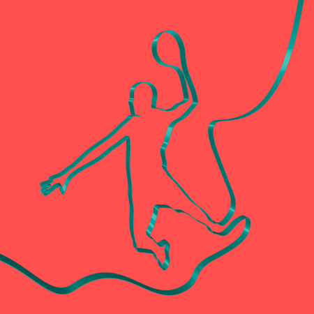 Colorful ribbon shapes a basketball player, vectorのイラスト素材