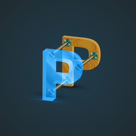 3D, realistic glass and wood character, vectorのイラスト素材