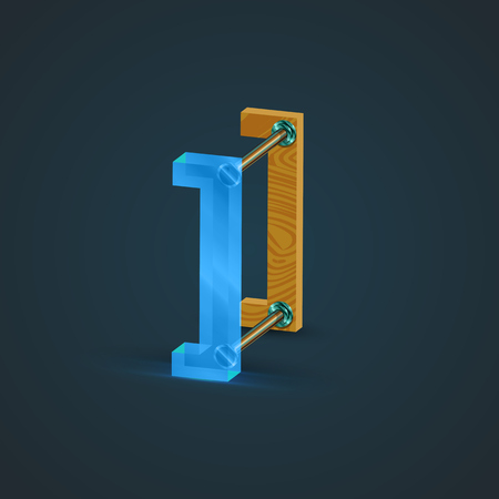 3D, realistic glass and wood character, vectorのイラスト素材