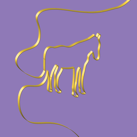 Realistic ribbon shapes an animal, vector illustrationのイラスト素材