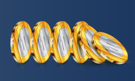 Euro two-coloured coins tumbling, vectorのイラスト素材