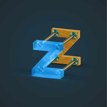 3D, realistic glass and wood character, vectorのイラスト素材