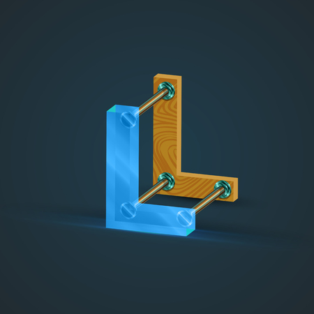 3D, realistic glass and wood character, vectorのイラスト素材