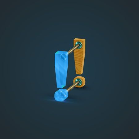 3D, realistic glass and wood character, vectorのイラスト素材