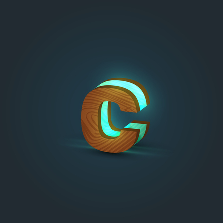 3D, realistic, glass and wood character from a typeface, vectorのイラスト素材