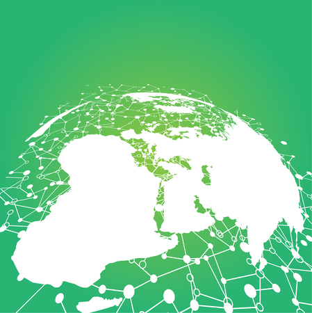 Dotted world with connections, vector illustrationのイラスト素材