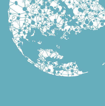Dotted world with connections, vector illustrationのイラスト素材