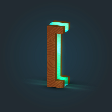 3D, realistic, glass and wood character from a typeface, vectorのイラスト素材