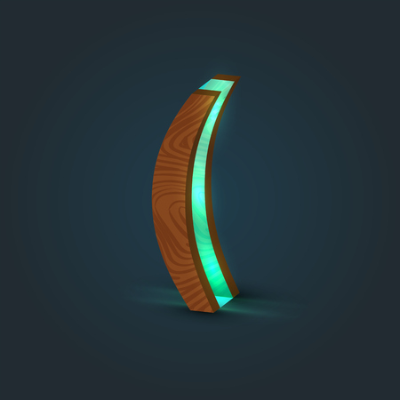 3D, realistic, glass and wood character from a typeface, vectorのイラスト素材