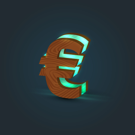 3D, realistic, glass and wood character from a typeface, vectorのイラスト素材