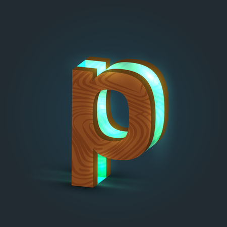 3D, realistic, glass and wood character from a typeface, vectorのイラスト素材