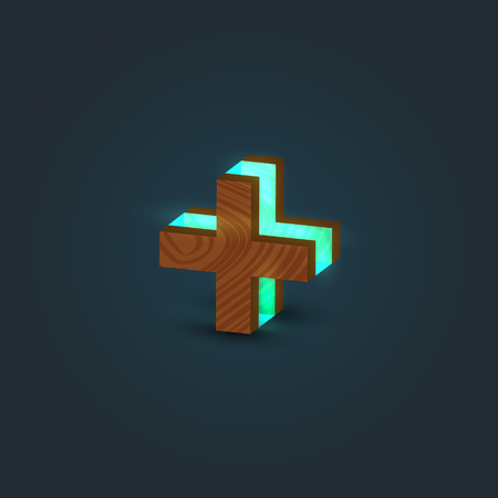 3D, realistic, glass and wood character from a typeface, vectorのイラスト素材