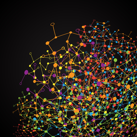 Abstract polygonal background with connected dots and lines, connection structure, futuristic hud, vector illustrationのイラスト素材