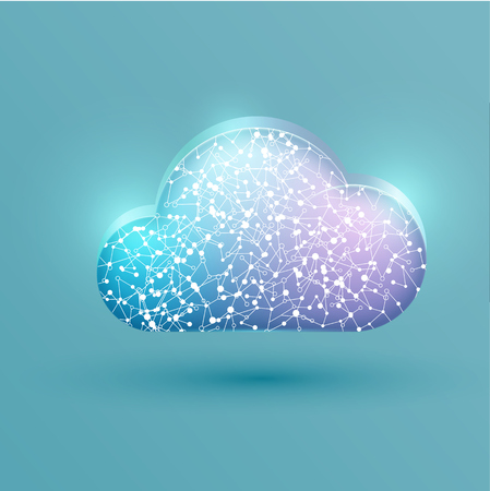 Colorful cloud icon with connections, vector illustrationのイラスト素材