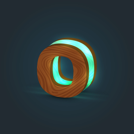 3D, realistic, glass and wood character from a typeface, vectorのイラスト素材