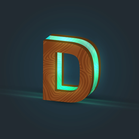 3D, realistic, glass and wood character from a typeface, vectorのイラスト素材