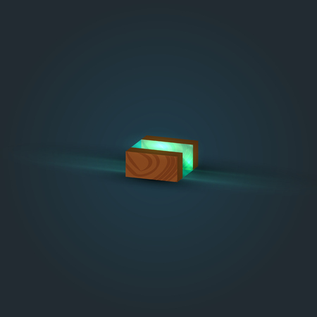 3D, realistic, glass and wood character from a typeface, vectorのイラスト素材