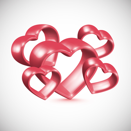 Red 3D heart frame, vector illustrationのイラスト素材