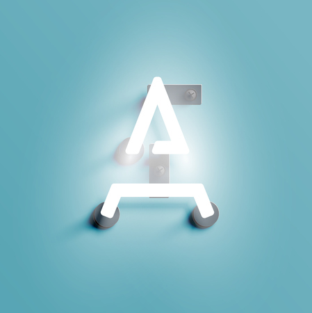 Realistic neon character from a fontset, vector illustrationのイラスト素材