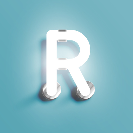 Realistic neon character from a fontset, vector illustrationのイラスト素材