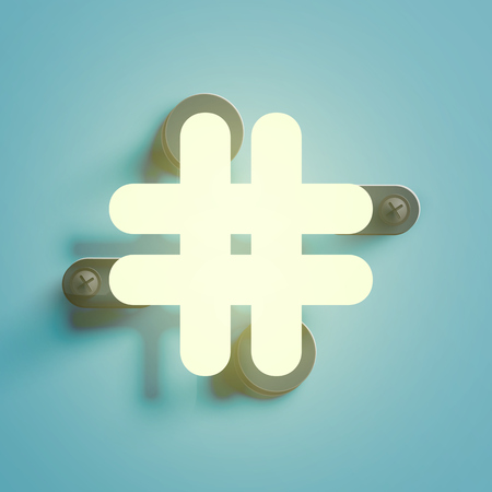 Realistic neon character from a fontset, vector illustrationのイラスト素材