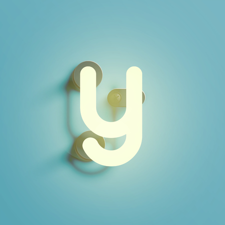 Realistic neon character from a fontset, vector illustrationのイラスト素材