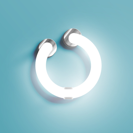 Realistic neon character from a fontset, vector illustrationのイラスト素材