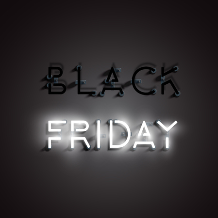 Realistic neon 'BLACK FRIDAY' sign, vector illustrationのイラスト素材