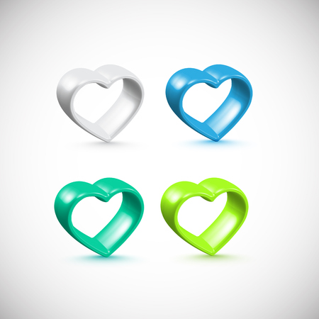 4 kinds of 3D hearts, vectorのイラスト素材