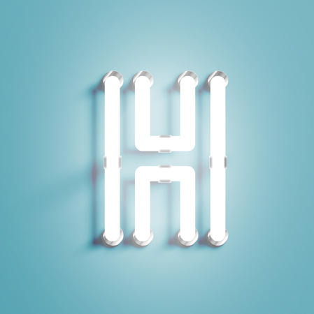 Realistic neon character from a fontset, vector illustrationのイラスト素材