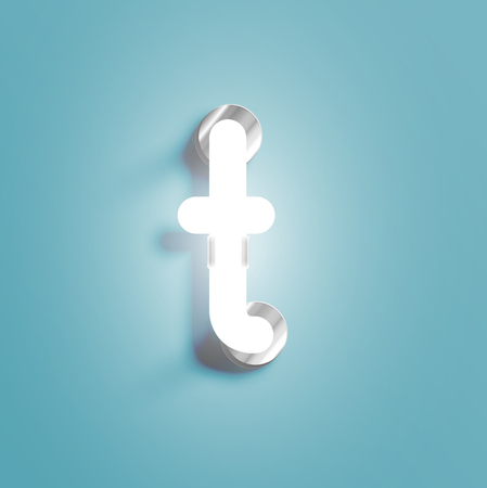 Realistic neon character from a fontset, vector illustrationのイラスト素材